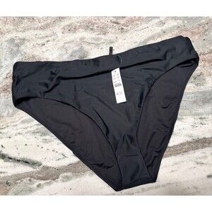 J CREW Bikini Bottom Womens Plus Size 2X Black High Rise Beach Pool Resort